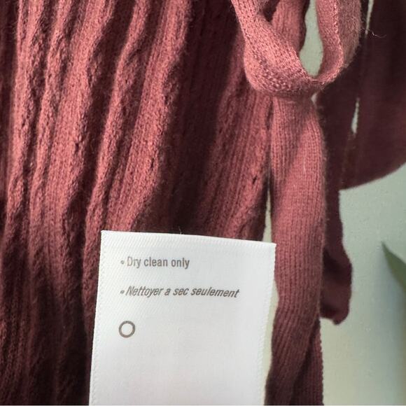 PAIGE Chocolate Wine Sleeveless knit Maxi Dress slit side waist tie bow L - Picture 10 of 12